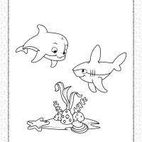 Cute Dolphin and Shark Coloring Page for Kids 6 cute dolphin and shark coloring page for kids