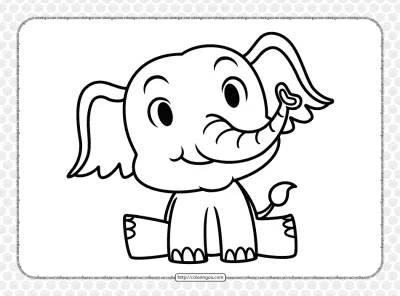 Cute Elephant Coloring Page for Kids