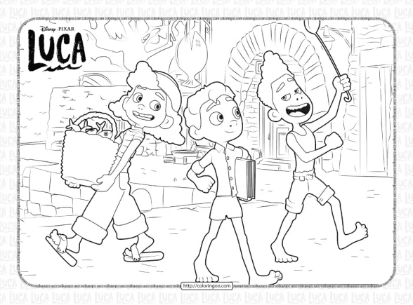 Disney Luca and Alberto Coloring Sheet 1 disney luca and alberto coloring sheet