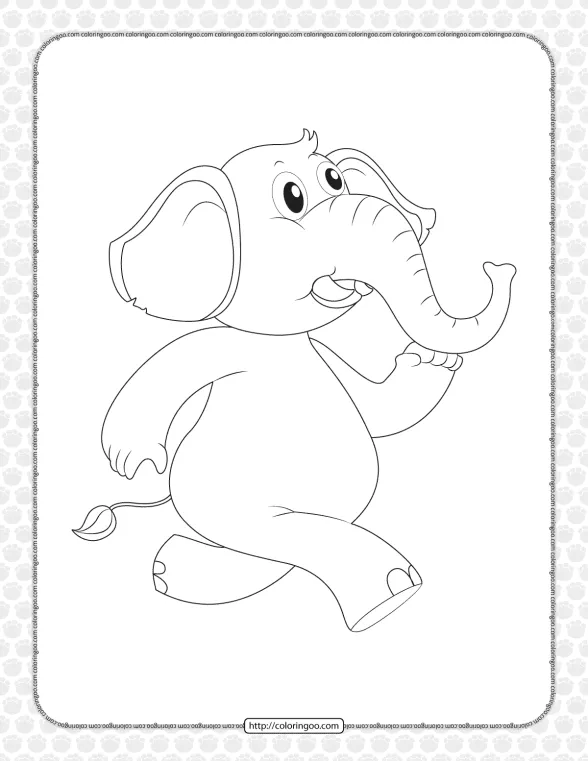 Elephant Walking Coloring Page