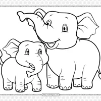 elephant and calf coloring page for kids