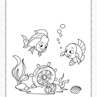 fish near the sunken coloring page