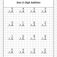 free printable one 1 digit addition pdf worksheet