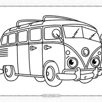 free printable volkswagen bus coloring page