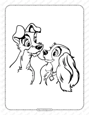 Lady and the Tramp Pdf Coloring Book for Kids