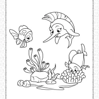 marlin and coral fish coloring page