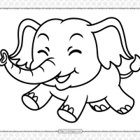 printable cute elephant coloring page for kids