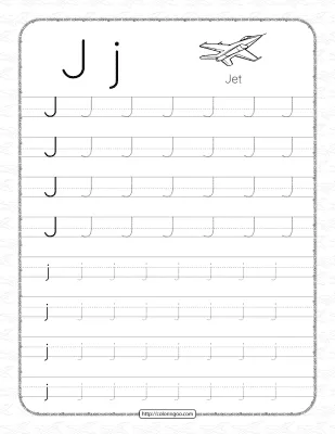 Printable Dotted Letter J Tracing Pdf Worksheet