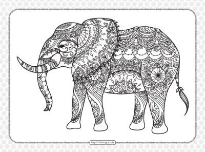 Printable Elephant Mandala Pdf Coloring Page