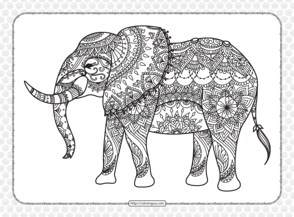 Printable Elephant Mandala Pdf Coloring Page 1 printable elephant mandala pdf coloring page