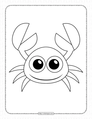 Printable Little Cute Crab Pdf Coloring Page