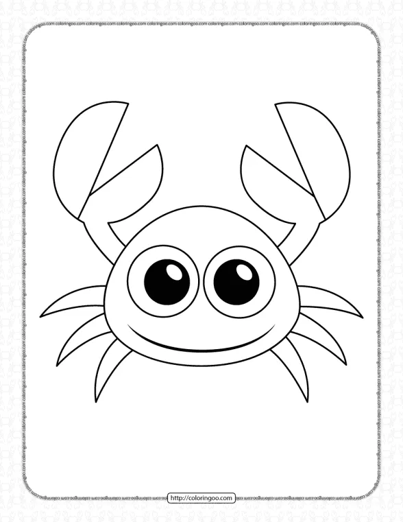 printable little cute crab pdf coloring page
