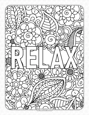 Relax Pdf Coloring Page for Adults