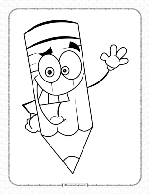 Smiling Pencil Coloring Page for Kids