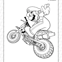 Super Mario Rides a Motorbike Coloring Page 6 super mario rides a motorbike coloring page