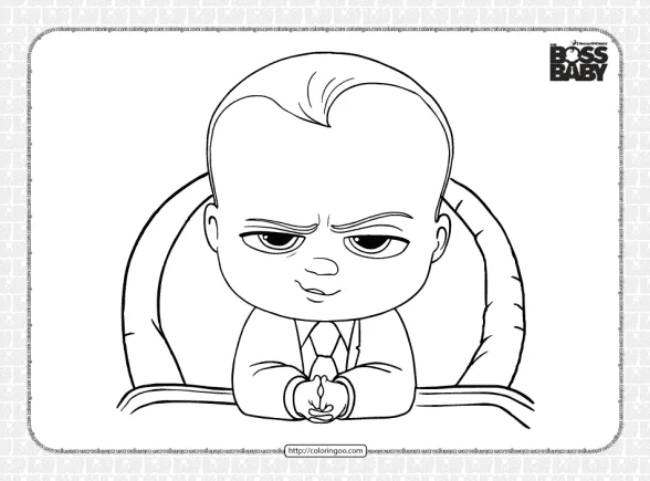 The Boss Baby is Sitting on the Chair Coloring Page 1 the boss baby is sitting on the chair colring page