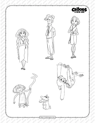 The Croods A New Age Characters Coloring Page
