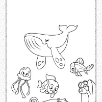 Whale Jellyfish and Coral Reef Fish Coloring Page 1 whale jellyfish and coral reef fish coloring page