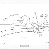 bridge over the river coloring page