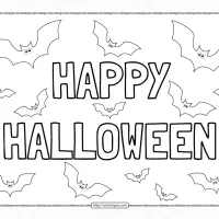 happy halloween text coloring pages