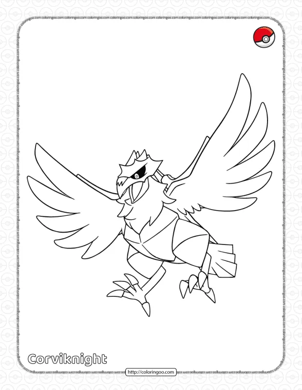 pokemon corviknight pdf coloring pages