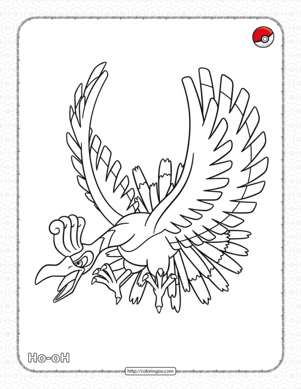 Pokemon Ho-oh Pdf Coloring Page 1 pokemon ho oh pdf coloring page