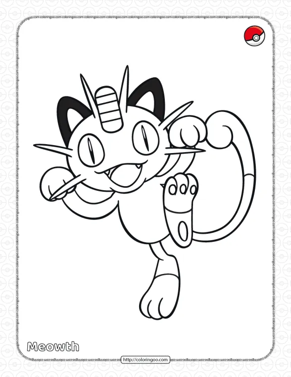 Pokemon Meowth Pdf Coloring Page 1 pokemon meowth pdf coloring page