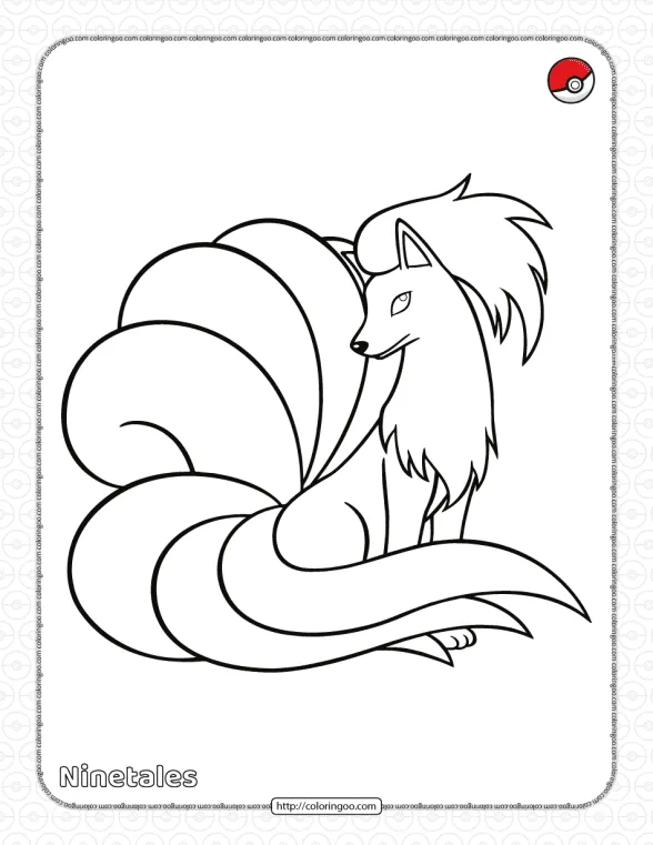 Pokemon Ninetales Pdf Coloring Page 1 pokemon ninetales pdf coloring page 1