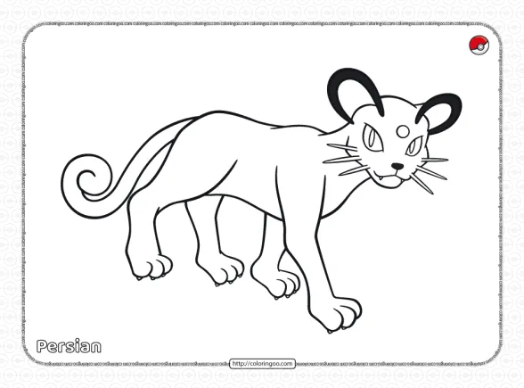 Pokemon Persian Pdf Coloring Page 1 pokemon persian pdf coloring page