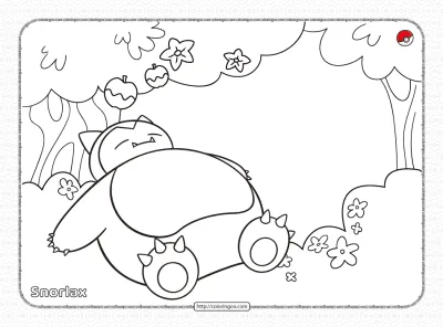 Pokemon Snorlax Sleeping Under the Apple Tree