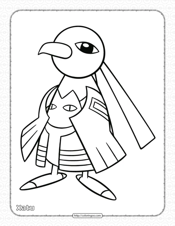 Pokemon Xatu Coloring Pages 1 pokemon xatu coloring pages