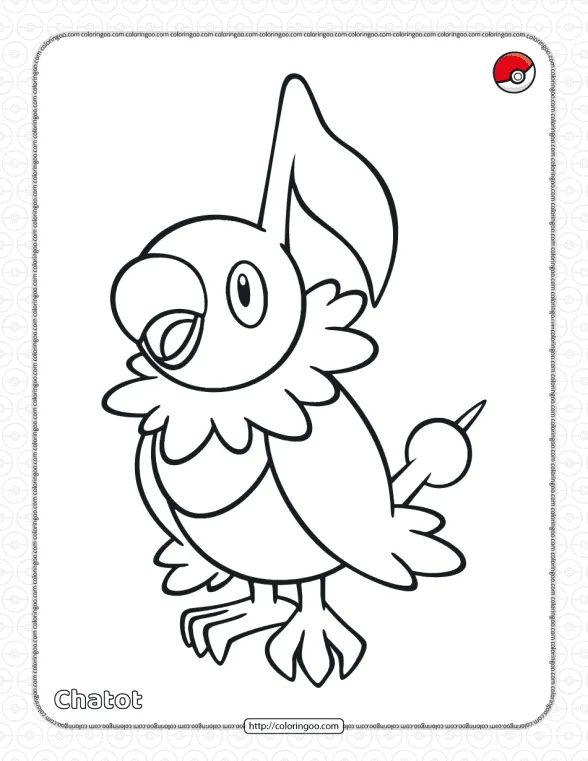 Printable Pokemon Chatot Coloring Pages 1 printable pokemon chatot coloring pages