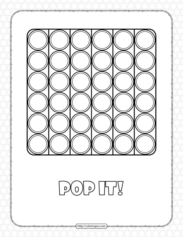square shaped pop it coloring pages