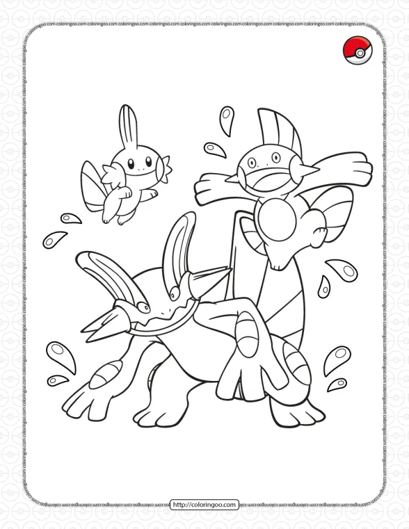 Water-type Pokemon Pdf Coloring Page 1 water type pokemon pdf coloring page