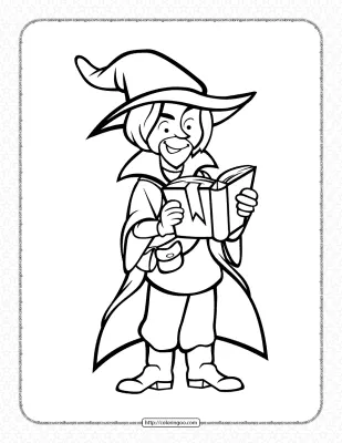 Wizard with The Book Coloring Pages