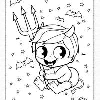 baby boy in halloween devil costume coloring page