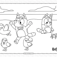 bluey beach coloring pages