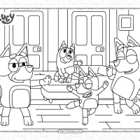 bluey family dancing coloring pages
