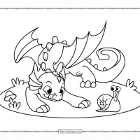 dragon playing with a snail coloring pages