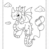 Dragon with Ballons on Tail Coloring Pages 22 dragon with ballons on tail coloring pages