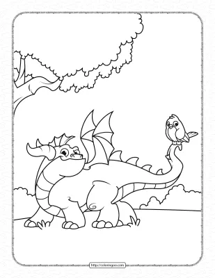 Dragon with Bird on Tail Coloring Pages