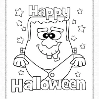 halloween happy monster coloring page