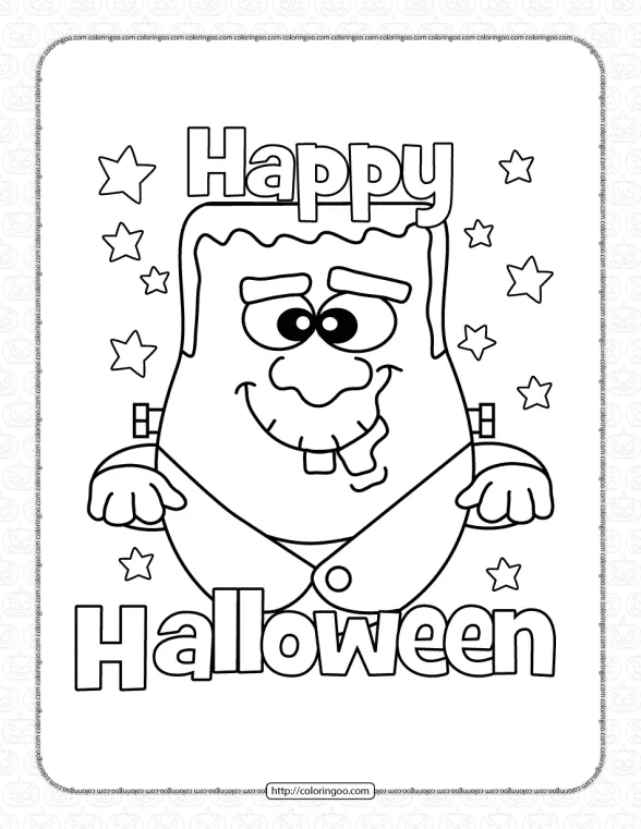 Halloween Happy Monster Coloring Page 1 halloween happy monster coloring page