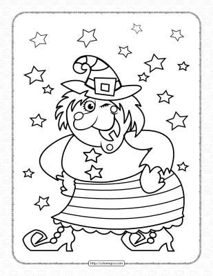 Halloween Happy Witch Coloring Page