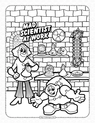 Halloween Mad Scientist Coloring Page