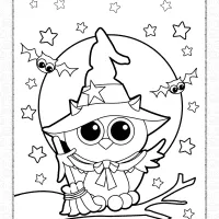 halloween owl witch coloring page