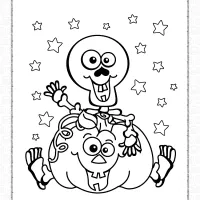 halloween skeleton pumpkin coloring page
