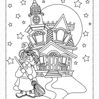 halloween witch castle coloring page