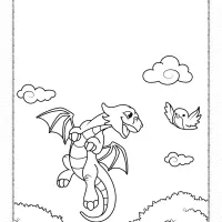 Little Dragon Flying with a Bird Coloring Pages 21 little dragon flying with a bird coloring pages