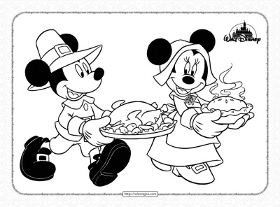 Mickey and Minnie Mouse Thanksgiving Coloring Pages